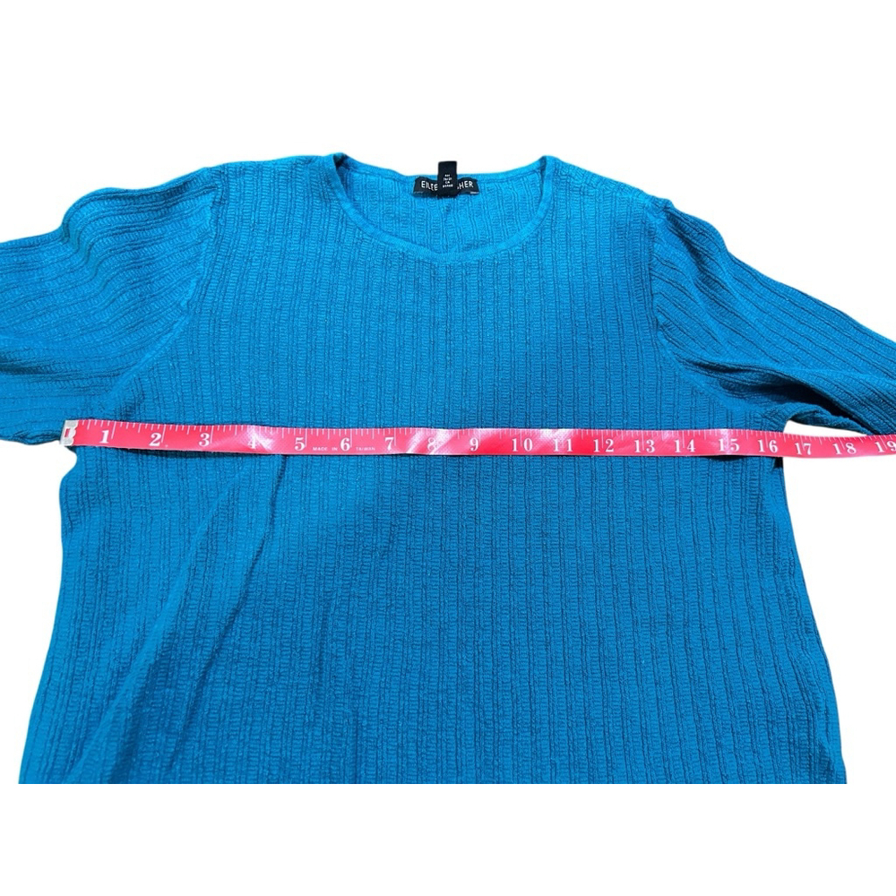 Eileen Fisher Petite Long Sleeve Tee SP Teal - Picture 5 of 8